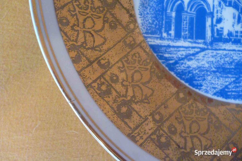 TALERZ PORCELANOWY ZŁOTY SUKIENNICE WAŁBRZYCH