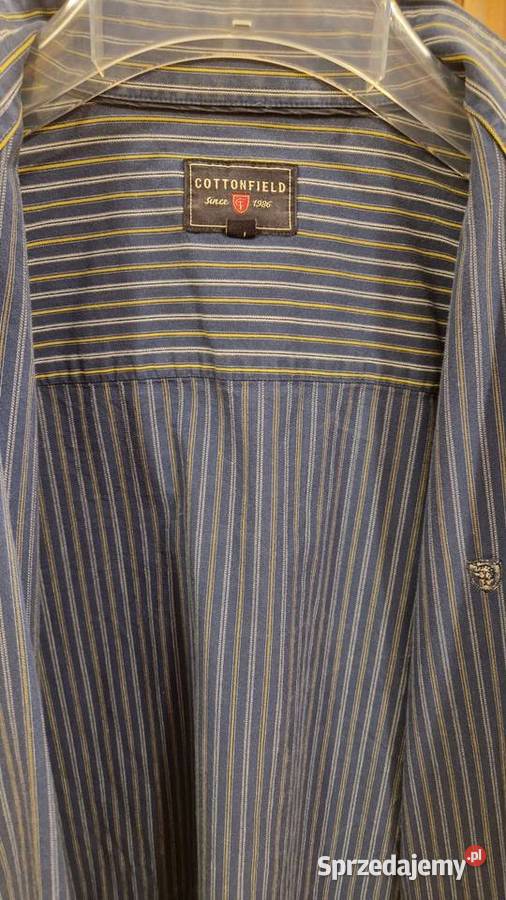 KOSZULA męska marki Cottonfield L bawełna ciemno niebieski Lublin