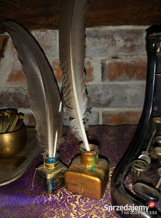 Maszyna do pisania i 2 kałamarze lubuskie Gniewoszyce