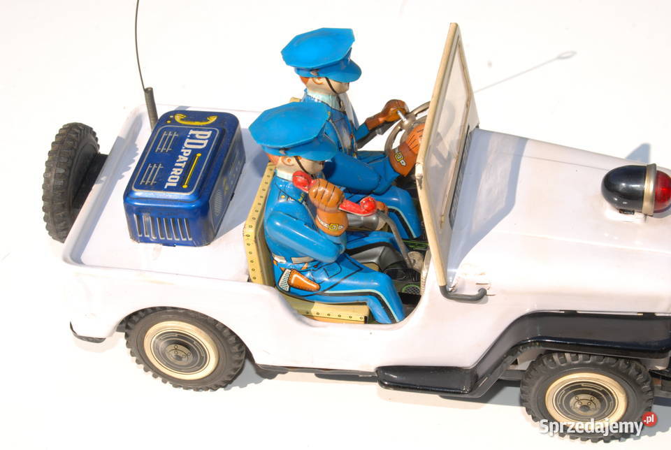 Stara zabawka samochód Policyjny patrolowy Jeep Cieszyn