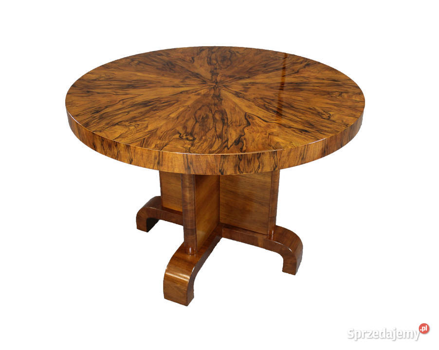 Okrągły stół gabinetowy art deco Piękny fornir Zielonka sprzedam