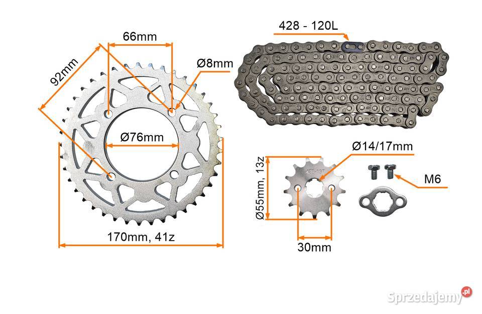 ZESTAW NAPĘDOWY CROSS 125 ZĘBATKI 13z41z76MM
