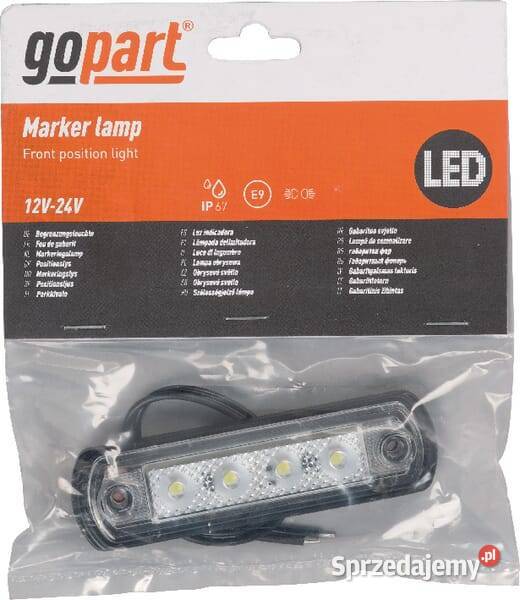 Lampa obrysowa LED 051W prostokątna 1224V biała Oświetlenie Kamionna