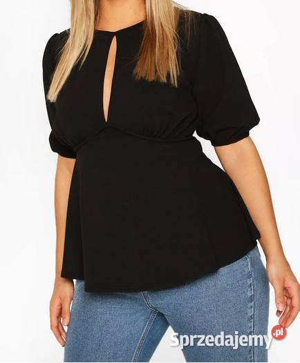 BOOHOO CZARNA BLUZKA TOP Z BUFIASTYMI RĘKAWAMI Kalisz