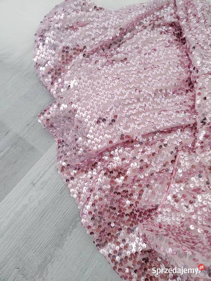 Sukienka z CEKIN pastelowy róż Spódnice i sukienki Moda i Styl Rybnik sprzedam