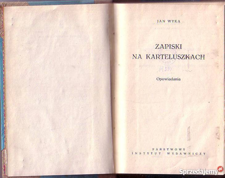 8789 ZAPISKI NA KARTELUSZKACH JAN WYKA literatura piękna - proza polska Czyrna