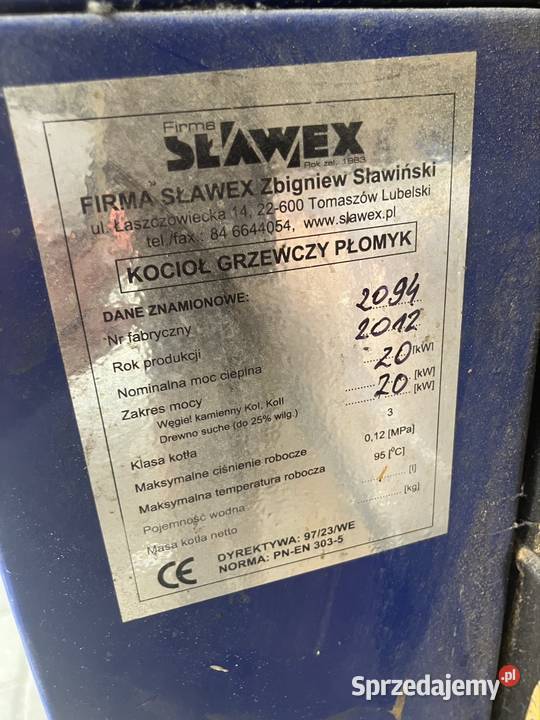 Kocioł grzewczy 20kW Sławex Promyk dolnośląskie Łagiewniki