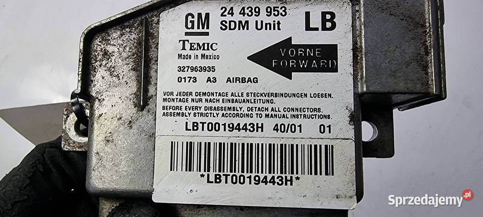 SENSOR AIRBAG OPEL CORSA 24439953 Lipno sprzedam