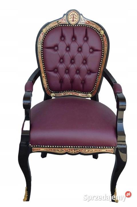 FOTEL BOULLE SKÓRA intarsje mosiądz KRZESŁO małopolskie sprzedam