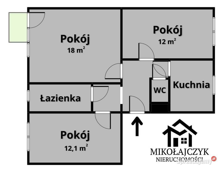 3 pokoje I piętro 60 m2 Ogrodowa 6 Bartoszyce