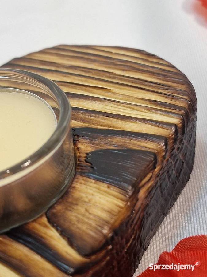 Świecznik serce świerkowy opalany naturalny Świeczniki Sępopol