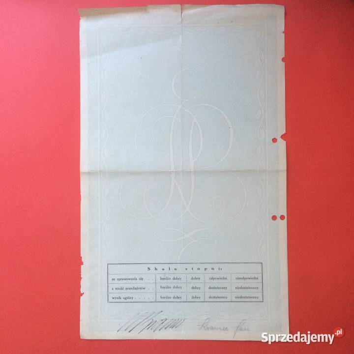 1800 Świadectwo Szkolne Odolanów Krawiec Szczecin sprzedam
