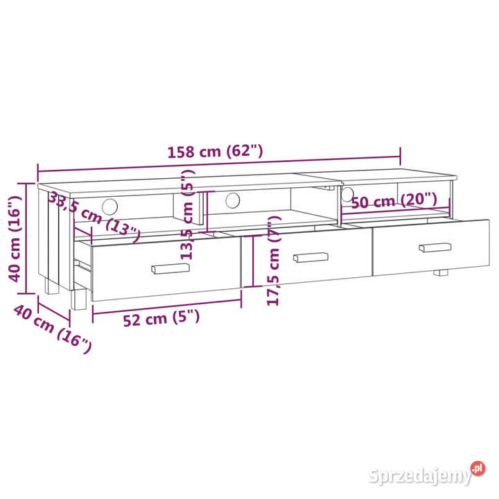 Szafka pod TV HAMAR miodowy brąz 158x40x40 mazowieckie