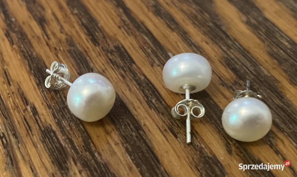 Srebrne kolczyki z perłą Wyprzedaż likwidacja Osiny