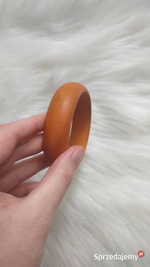 Drewniana pomarańczowa bransoletka Vintage Retro