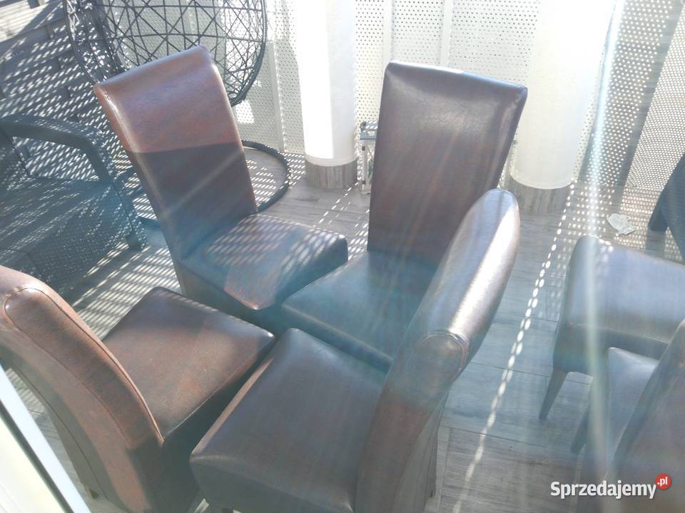 Skórzane krzesła stan 6 sztuk Krzesła Meble lubuskie