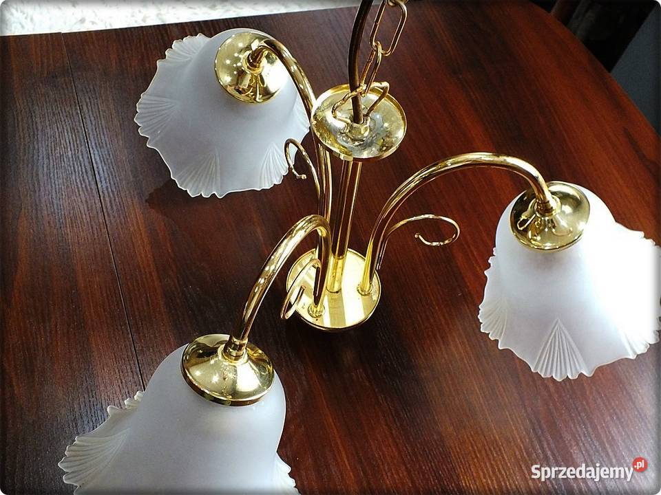Złoty Żyrandol 3 ramienny Lampa wisząca sufitowa