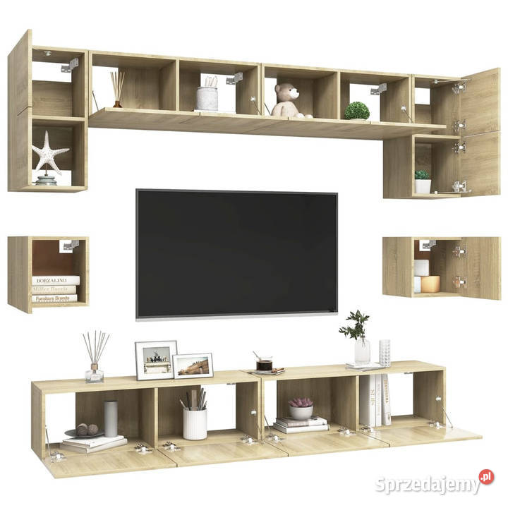8cz zestaw szafek TV dąb sonoma materiał Warszawa