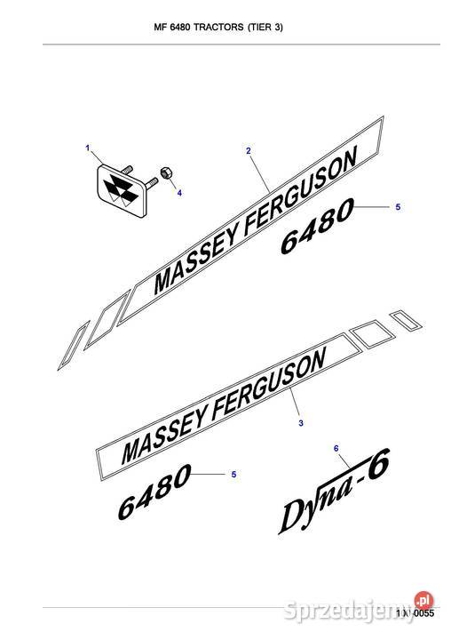 MF 6480 Dyna 6 Massey Ferguson katalog części Pozostałe Szamotuły