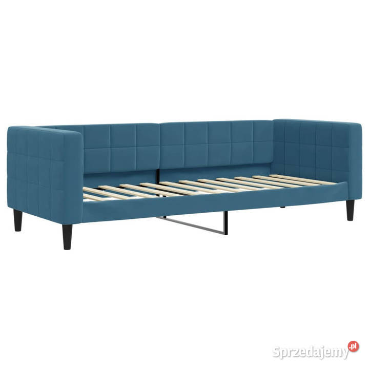 Sofa rozsuwana z szufladami niebieska aksamit Łóżka sprzedam