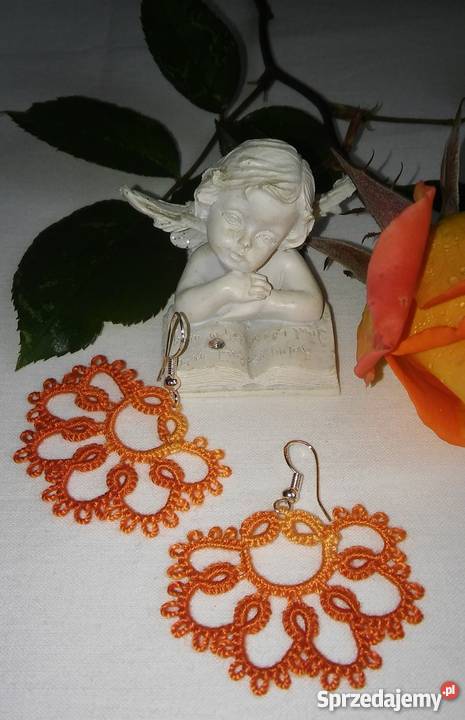 Kolczyki Frywolitkowe Wiśniowa