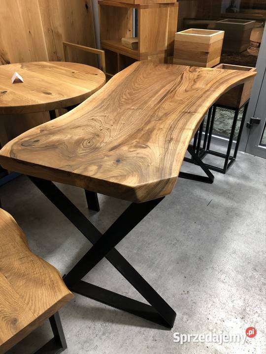 Biurko stolik orzech włoski live edge loft Kielce