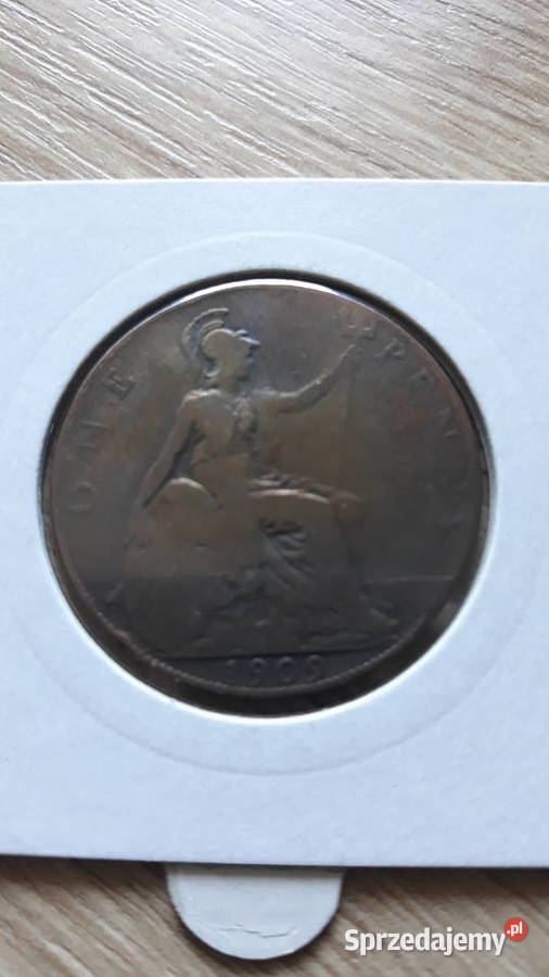 1 Pens 1909 rEdward VII WBrytania rzadkość Konin