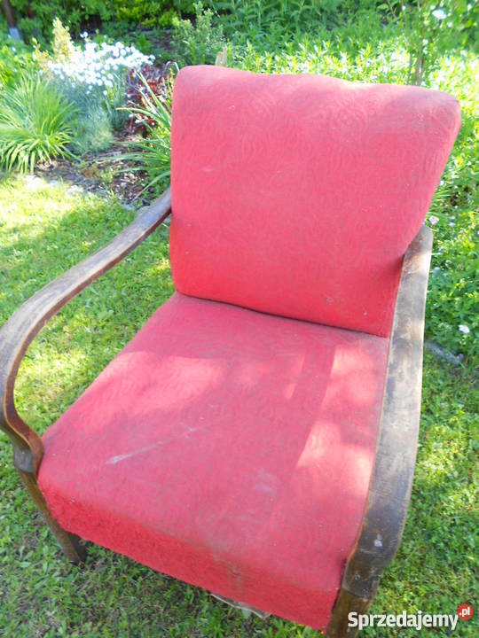 Stary Fotel Drewniany Zabytek na Sprężynach Wrocław