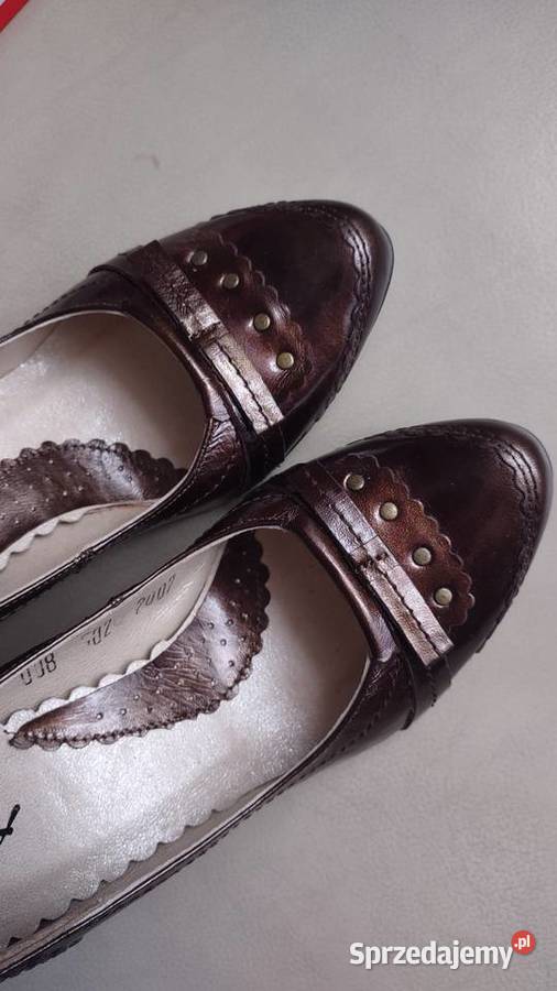 Skórzane brązowe półbuty czółenka damskie 36 AgA Czółenka Olkusz sprzedam