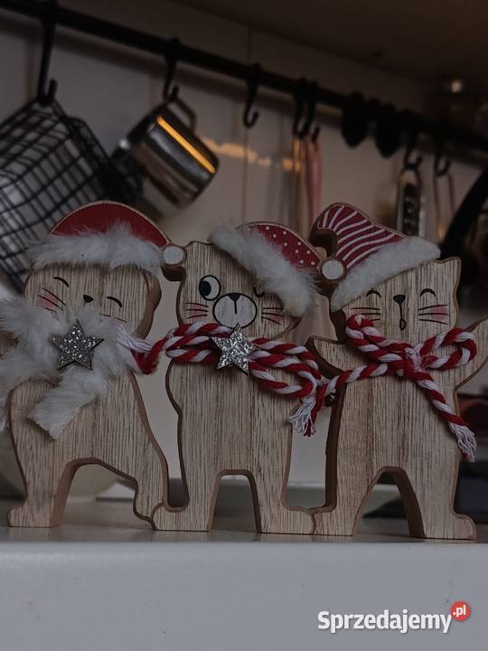 Dekoracja drewniana kotki mikołajki Katowice