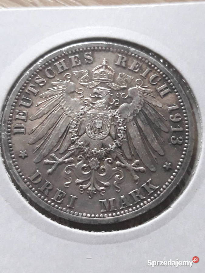 3 Marki Wilhelm II Prusy 1913 r men Aokoło Konin