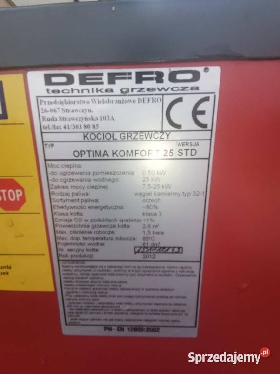 Kocioł grzewczy DEFRO Optima Komfort 25 STD podlaskie Stawiski