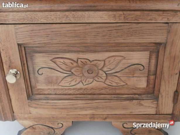 Szafka nocna dębowa w stylu art deco z marmurowy Antyki, Sztuka, Kolekcje Wrocław
