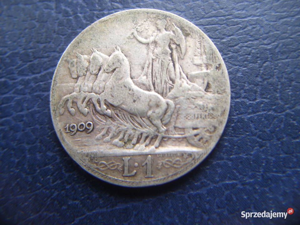 Stare monety 1 lir 1909 Włochy srebro /2