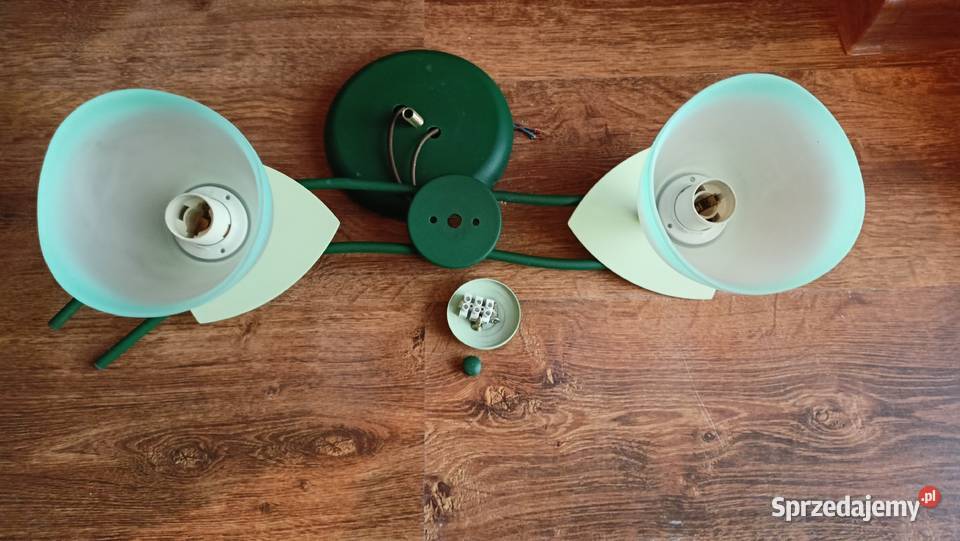 Żyrandol wiszący zielony 2 kinkiety Lampy wiszące Strzyżów