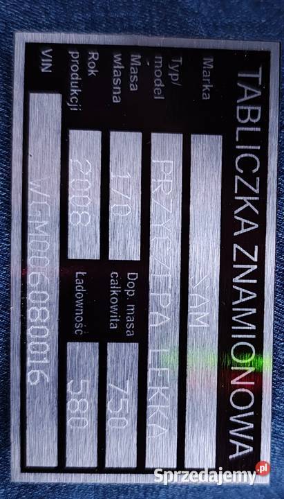 Przyczepa lekka SAM dmc 750 zarejestrowana 513339512kg