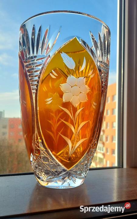 Piękny wazon kryształowy PRL Porcelana i szkło Wrocław