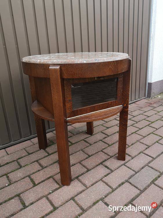 Stolik Barek Okrągły ARTDECO Dębowy Stary Antyk Swarzędz