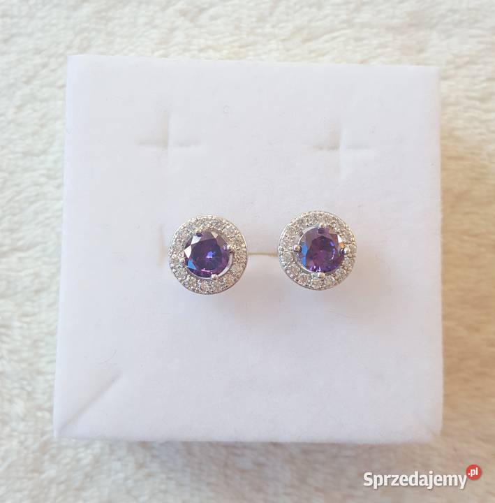 Nowe kolczyki sztyfty srebrny kolor fioletowa zachodniopomorskie Szczecin sprzedam
