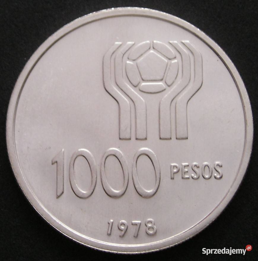 ARGENTYNA 1000 PESOS 1978 MŚ MUNDIAL SREBRO