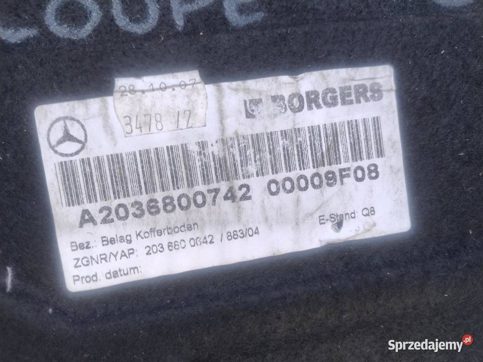 WYKŁADZINA BAGAŻNIKA MERCEDES W204 COUPE sprzedam