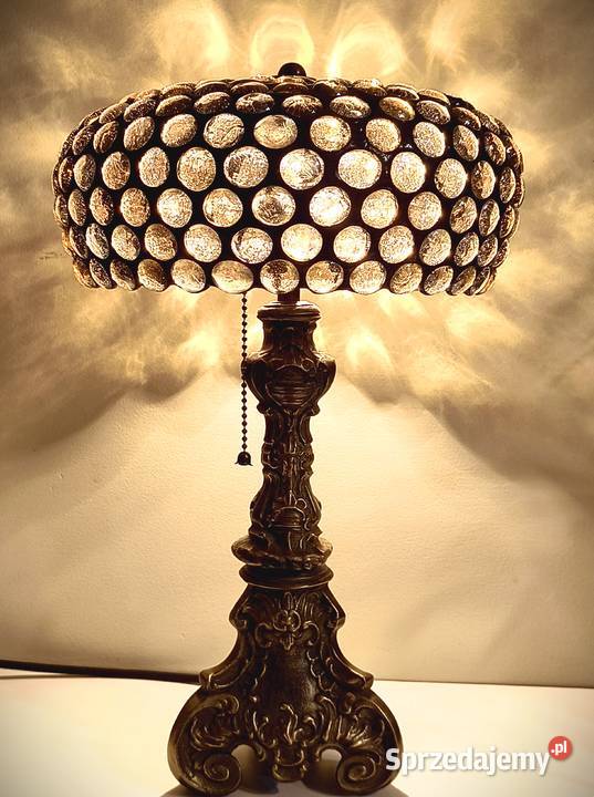Piękna lampa witrażowa mosiądz szklane kaboszony Wysoka sprzedam