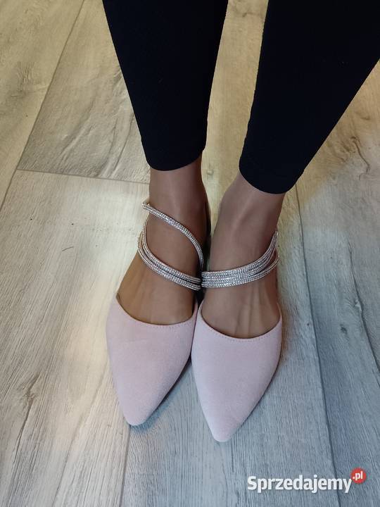 4243 Różowe pudrowe baleriny wieczorowe NOWE Balerinki Kraków