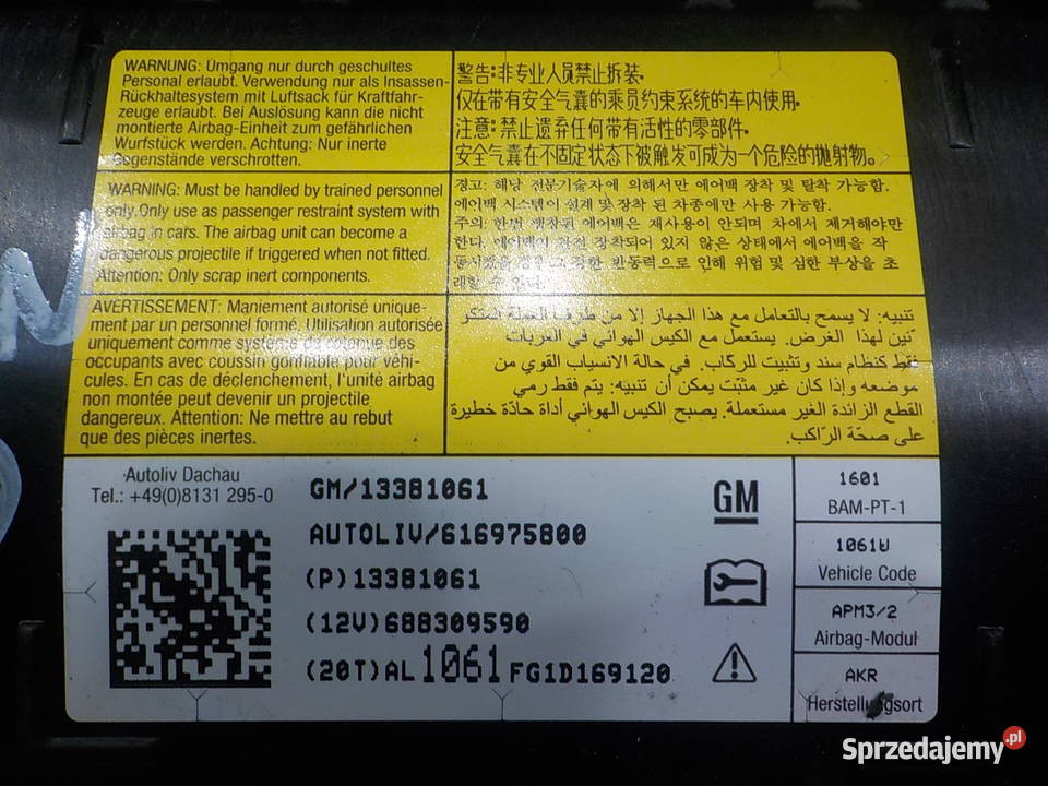 CHEVROLET ORLANDO 18 B 13r 5D AIRBAG poduszka osobowe mazowieckie Suków