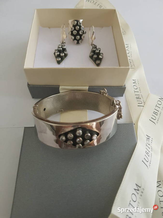 Komplet oksydowane srebro cyrkonie srebrne Kraków