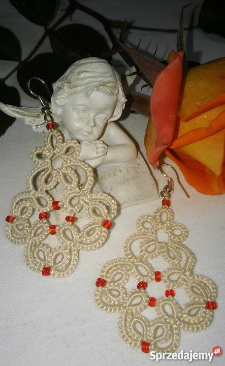 Kolczyki Frywolitkowe małopolskie Wiśniowa