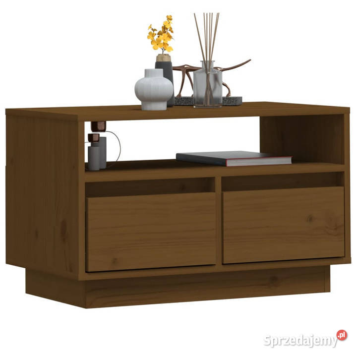 Szafka pod TV miodowy brąz 60x35x37 lite drewno
