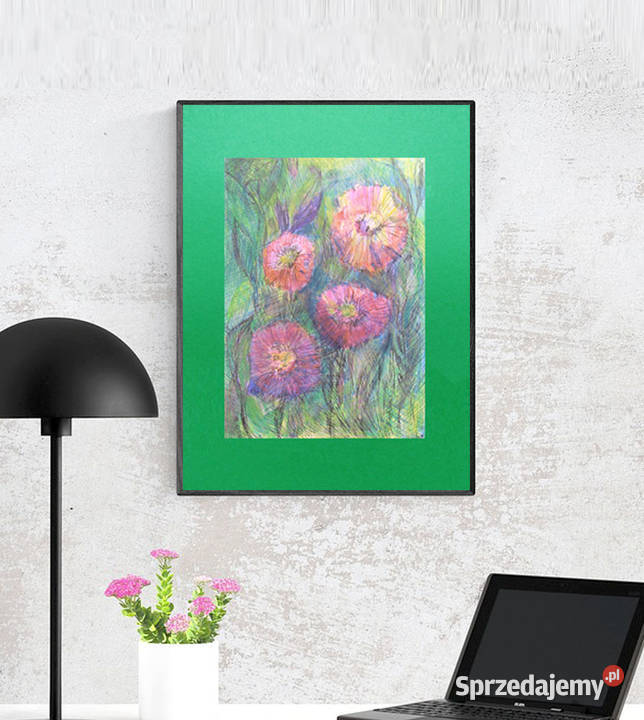 kwiaty rysunek A3 łąka obraz 30x40 ogród rysunek Dekoracje i ozdoby Kraków sprzedam