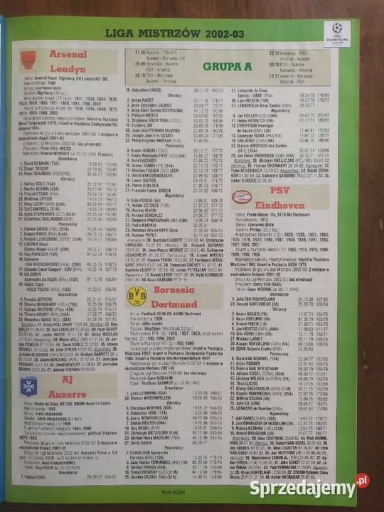 Skarb kibica liga mistrzów sezon 200203 Łódź