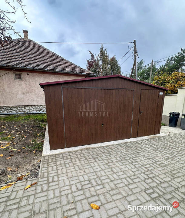 Garaż blaszany 5x5m Brama uchylna drzwi okno